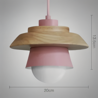 ScandiGlow Pendellampa – Nordisk LED Hänglampa i Trä &amp; Metall i Macaron-design