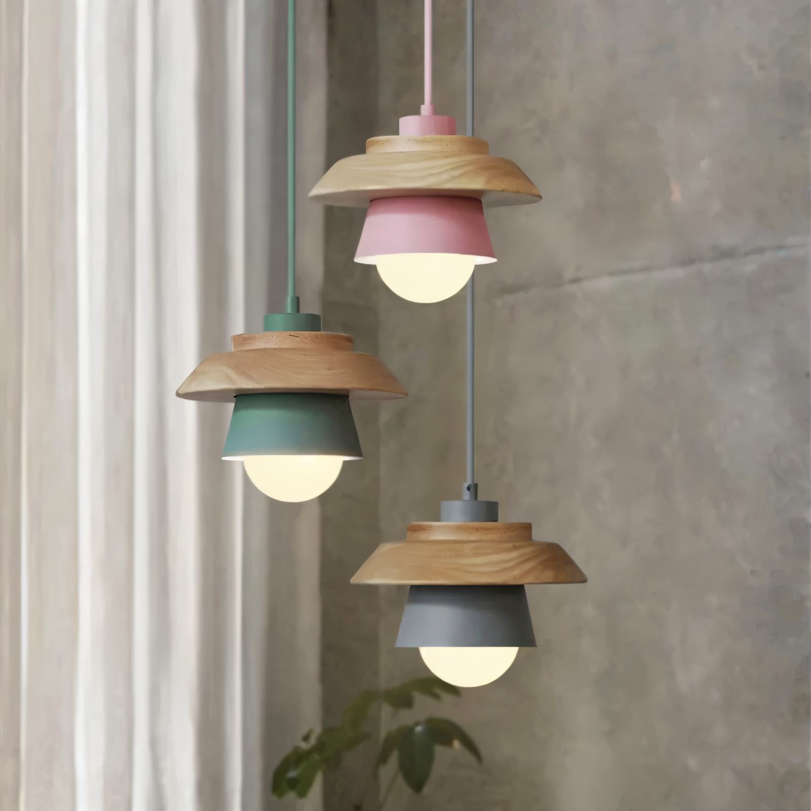 ScandiGlow Pendellampa – Nordisk LED Hänglampa i Trä &amp; Metall i Macaron-design