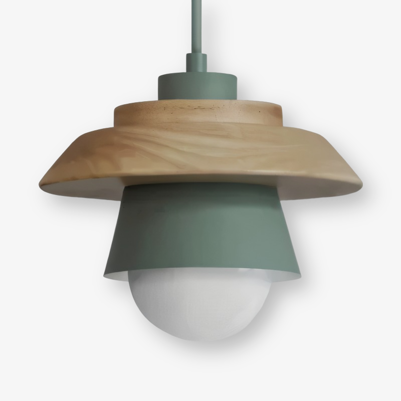 ScandiGlow Pendellampa – Nordisk LED Hänglampa i Trä &amp; Metall i Macaron-design