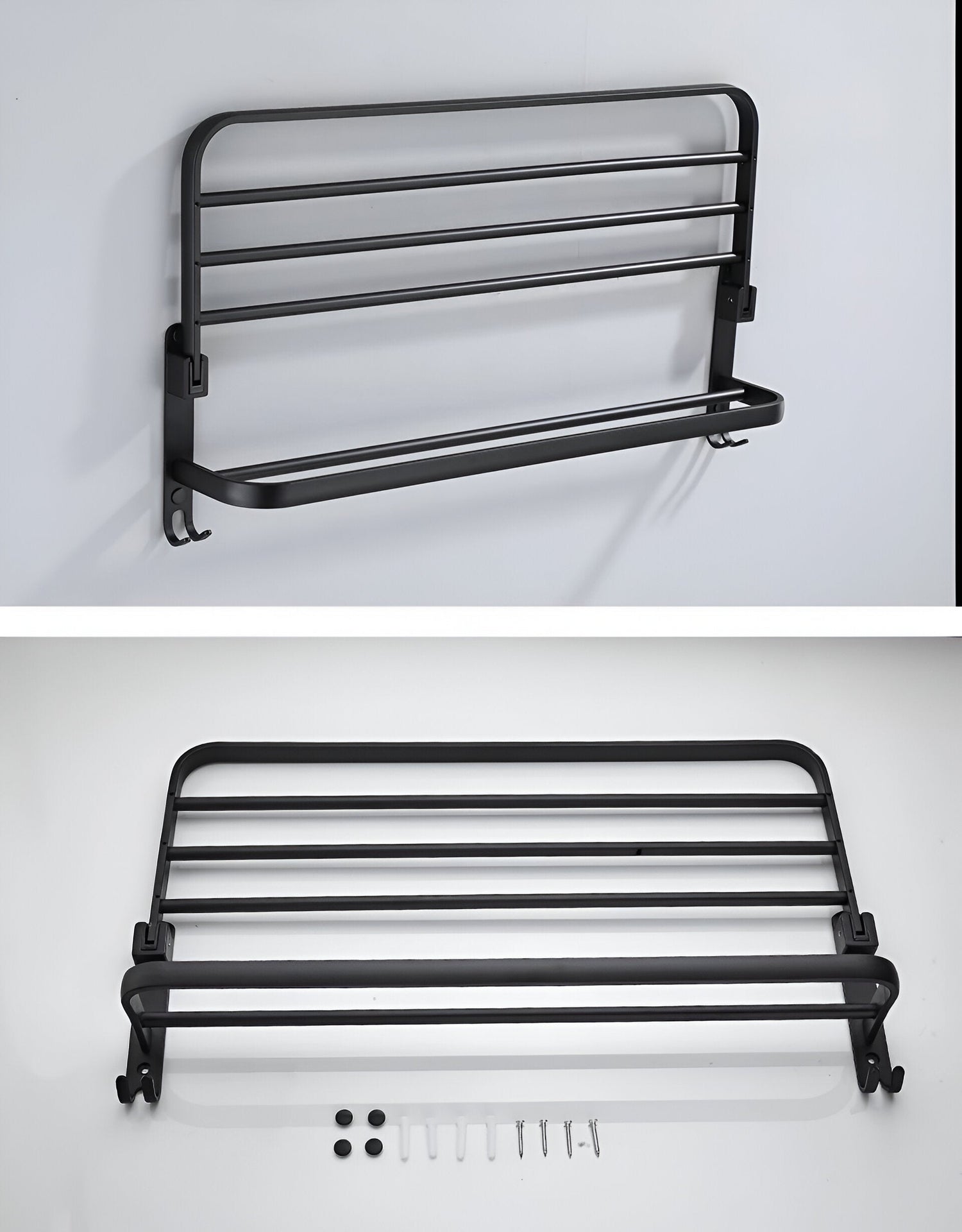 SleekBlack – Modern handdukshållare i aluminium med krokar