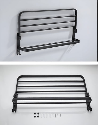 SleekBlack – Modern handdukshållare i aluminium med krokar