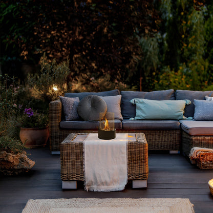 Modern Bordskamin | Slank Metallbas &amp; Ren Bränning för Inomhus/Utemiljö