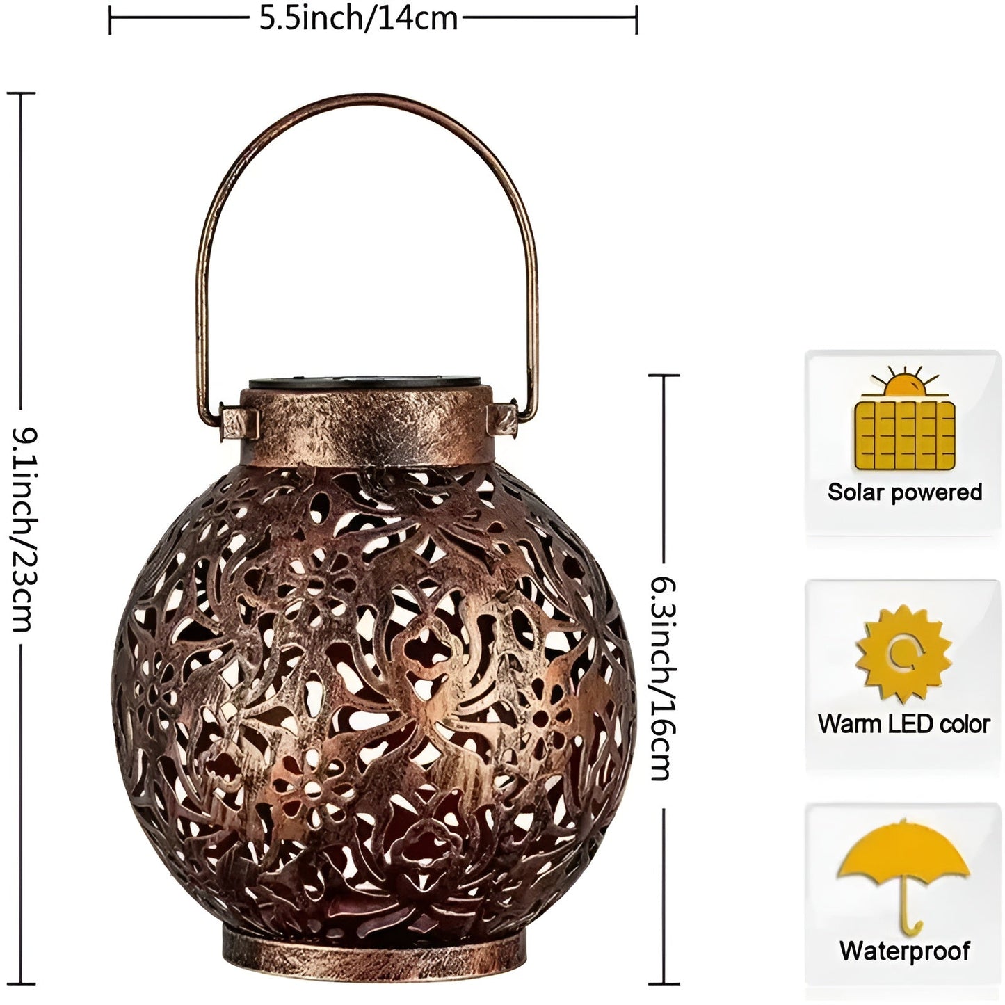 SolarFlare | Vintage Solarlampa för trädgård | Vattentålig utomhusbelysning