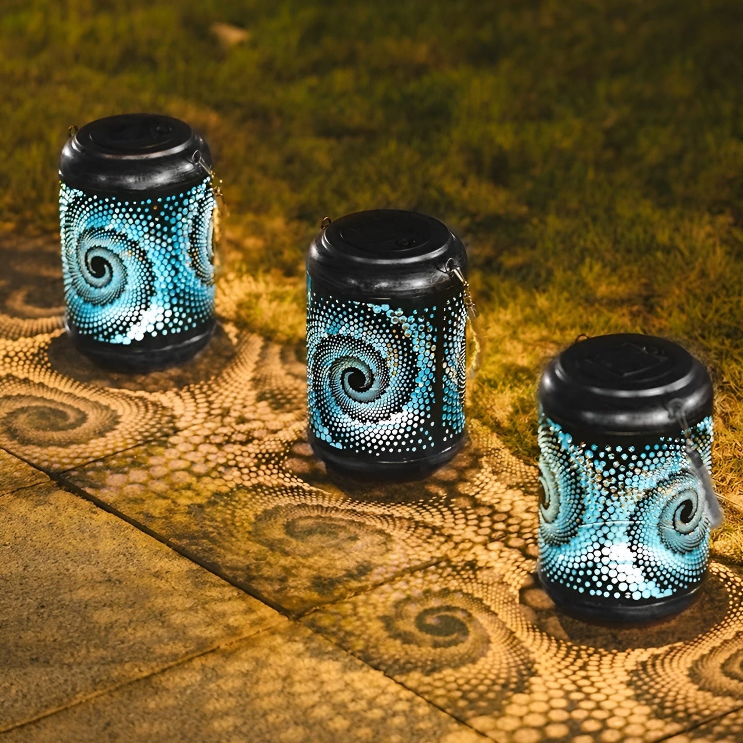 Carvallo projektionslampa sol trädgårdslampa med spiralprojektion | konstnärlig design | väderbeständig | 28x19x13 cm