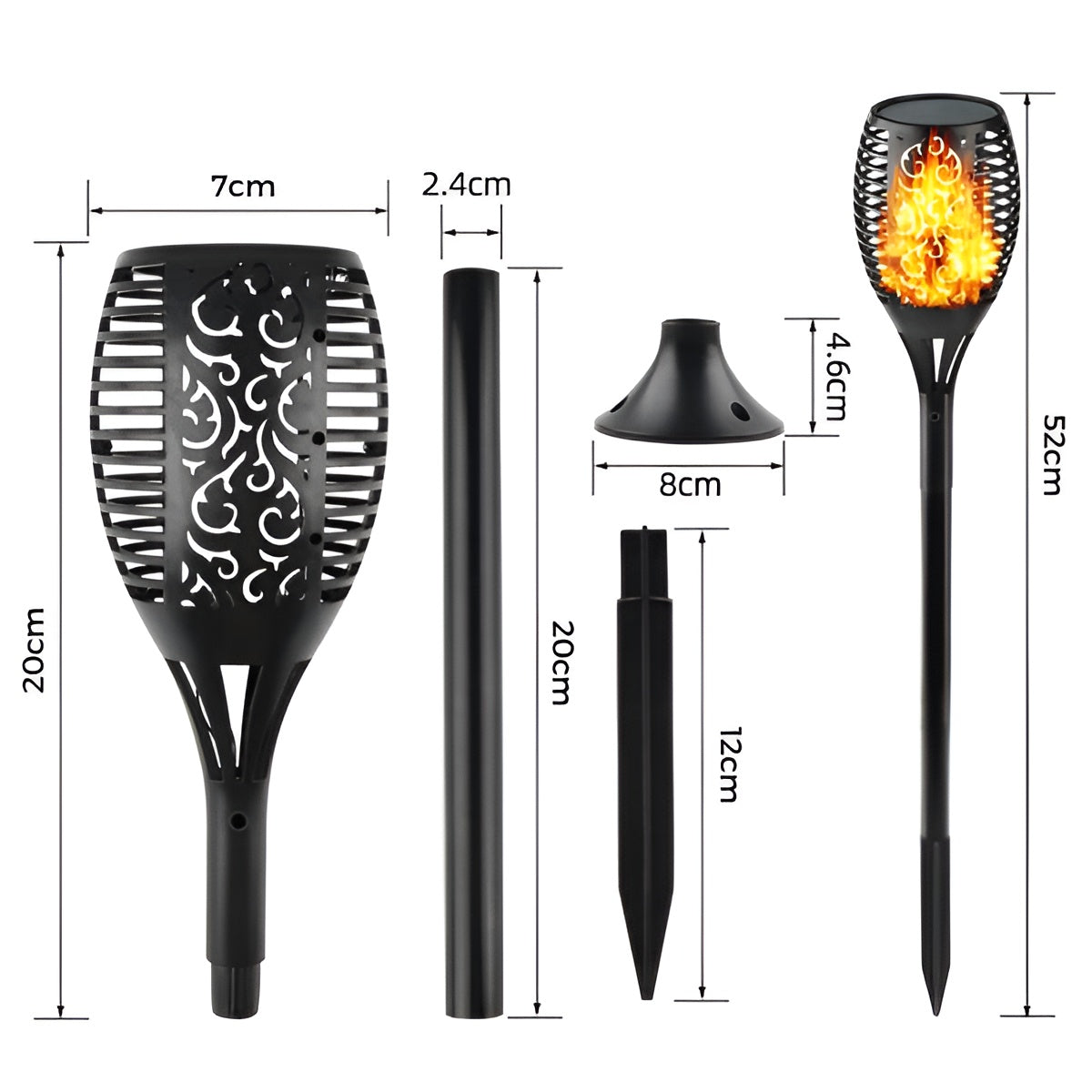 LumeTorch - IP65 Vattentålig Solcellsbelysning för Utomhus med Flackande Låga