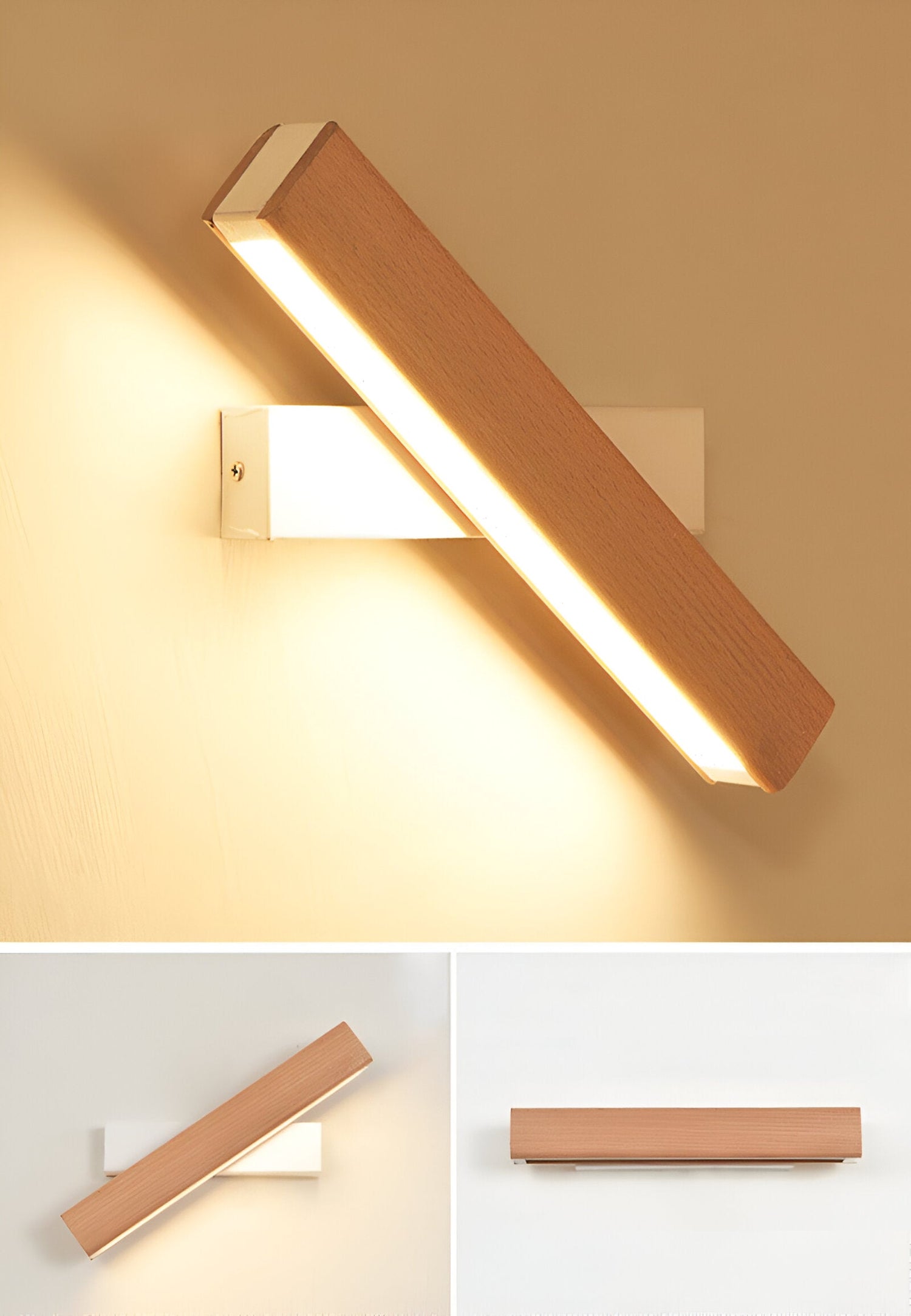 TwistLED Vägglampa - 360° Rotbar Rektangulär LED Vägglampa i Trä