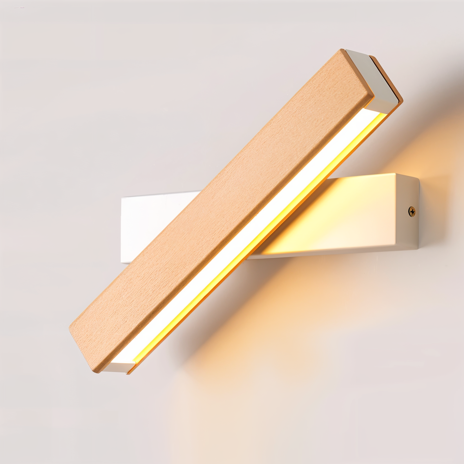 TwistLED Vägglampa - 360° Rotbar Rektangulär LED Vägglampa i Trä