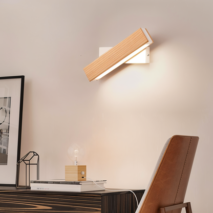 TwistLED Vägglampa - 360° Rotbar Rektangulär LED Vägglampa i Trä