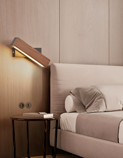 TwistLED Vägglampa - 360° Rotbar Rektangulär LED Vägglampa i Trä