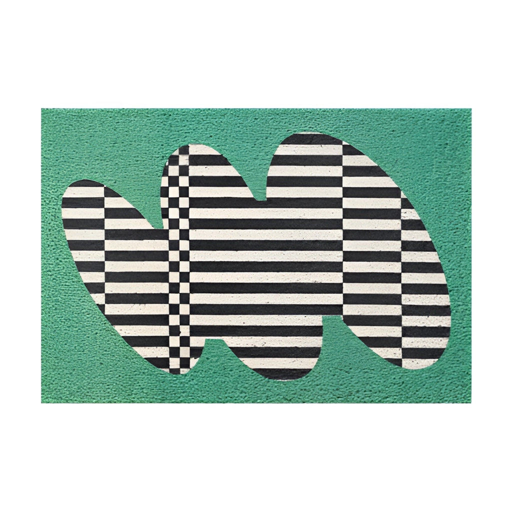 Från &quot;Tillbaka till framtiden&quot; inspirerad geometrisk dörrmatta – Stilren och slitstark entrématta