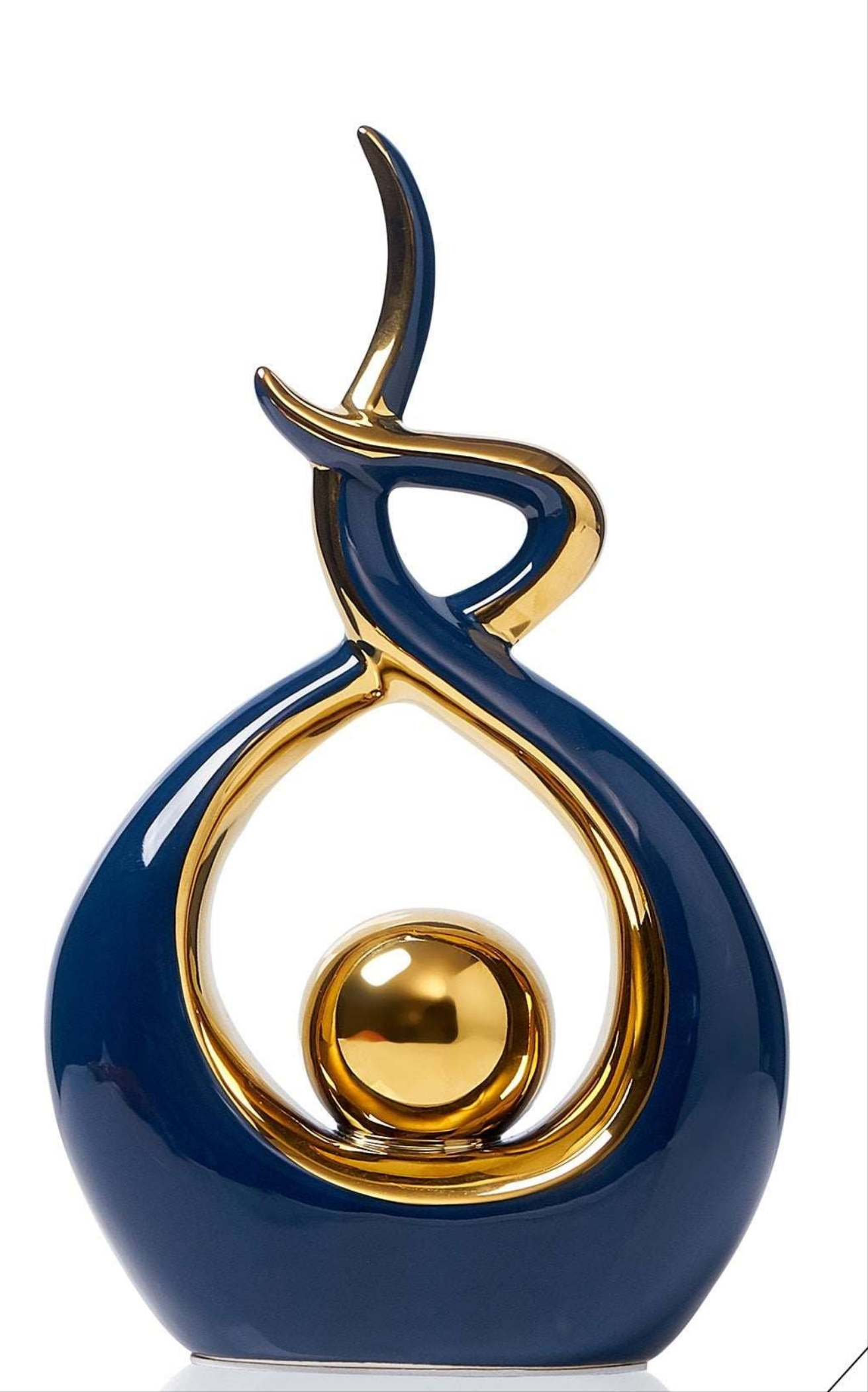 Carvallo – Abstrakt Keramisk Skulptur med Guldaccenter för Tidlös Elegans