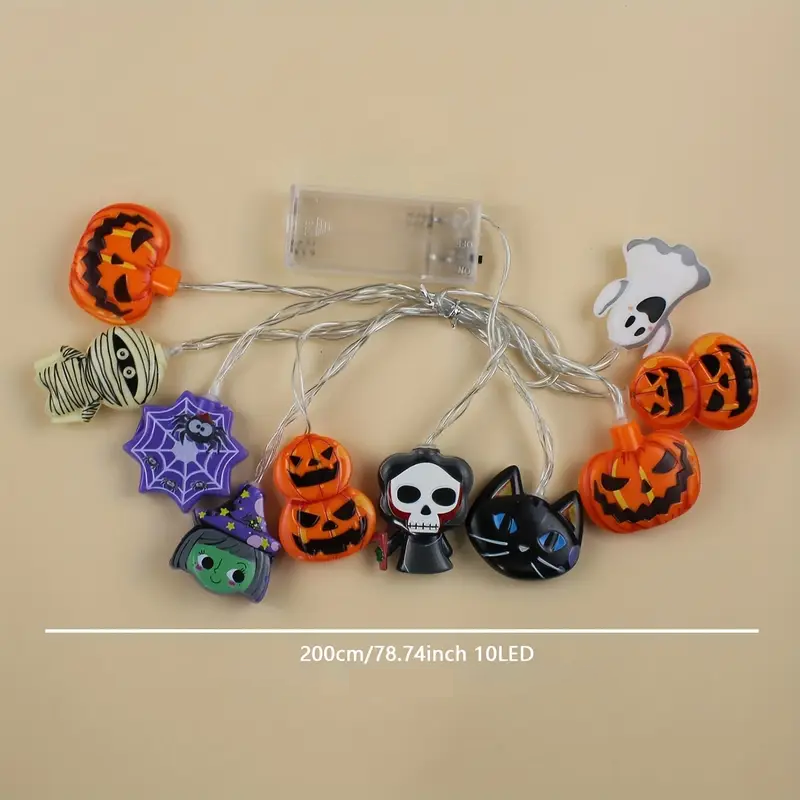 Halloween Pumpa Spindel Ljuskedja – LED Festdekoration med Häxmotiv