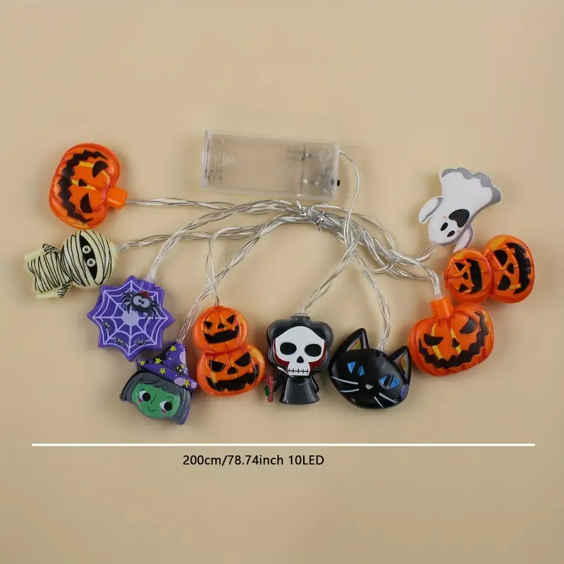 Halloween Pumpa Spindel Ljuskedja – LED Festdekoration med Häxmotiv