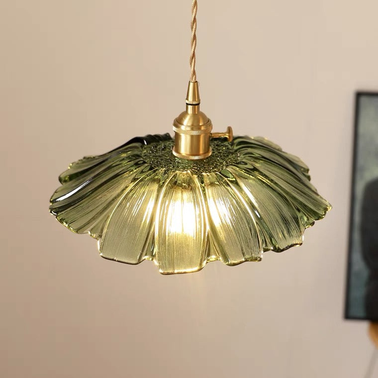 Vintage Floral Glass Pendant Light | Retro Elegance | Warm Glow | Justerbar Hängande | Brick by Brick