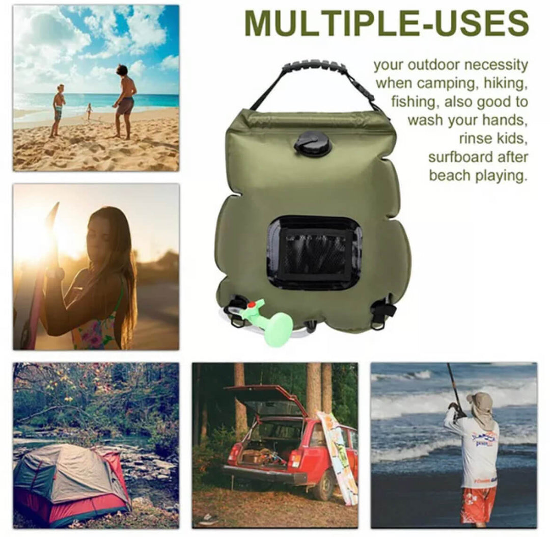 Solarlångduschpåse med avtagbar slang och av/på-brytare