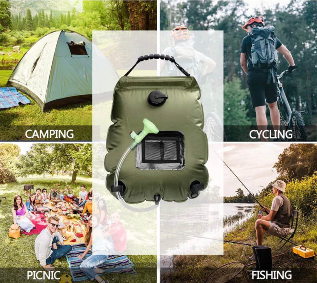 Solarlångduschpåse med avtagbar slang och av/på-brytare