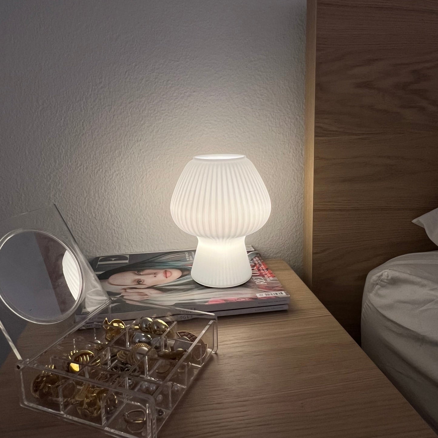 Retro Svamp Bordslampa | Glassten | Touch-kontroll med 3 Ljuslägen