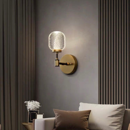 Kristallakrylvägglampa | Elegant väggsconse i mässing | Enkelt ljus | 9.84×6.69 tum | Brick by Brick