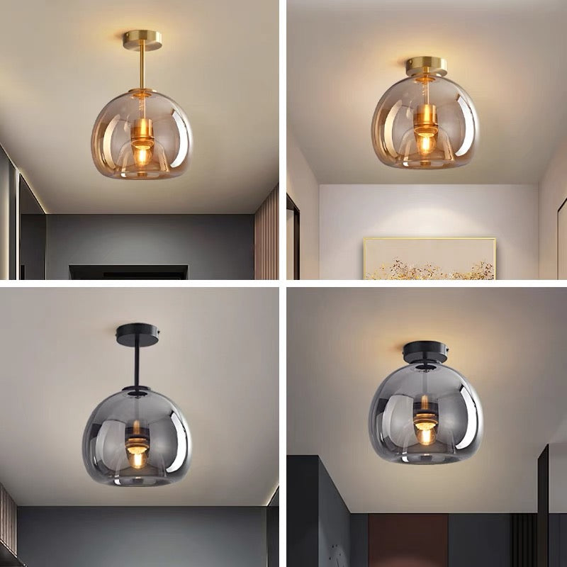 Moderna Taklampor med Retro Koppar och Glasdesign