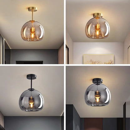 Moderna Taklampor med Retro Koppar och Glasdesign