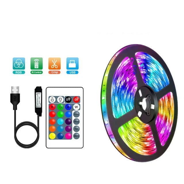 RGB LED-strips med USB-anslutning - färgändringsljus för atmosfär och TV-bakgrundsbelysning