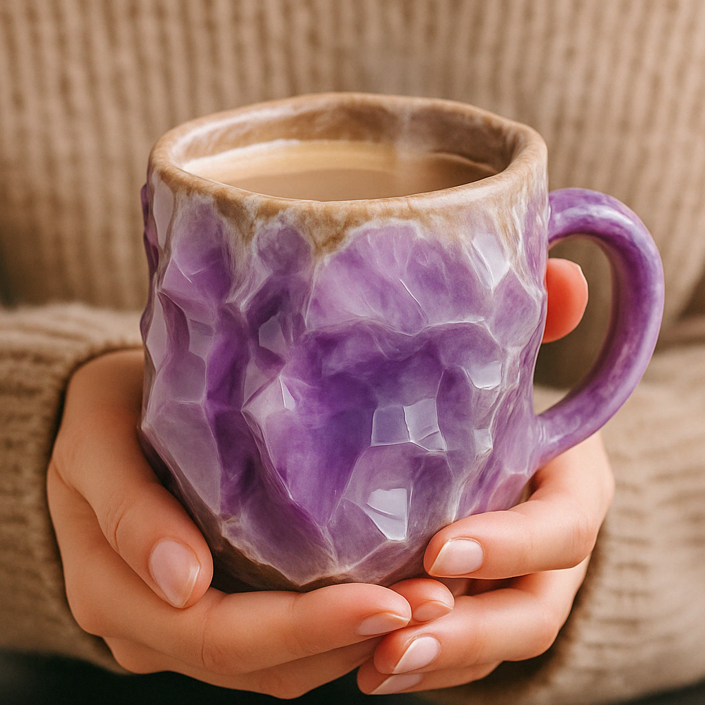 Kaffekopp med utseende av naturlig kristallsten