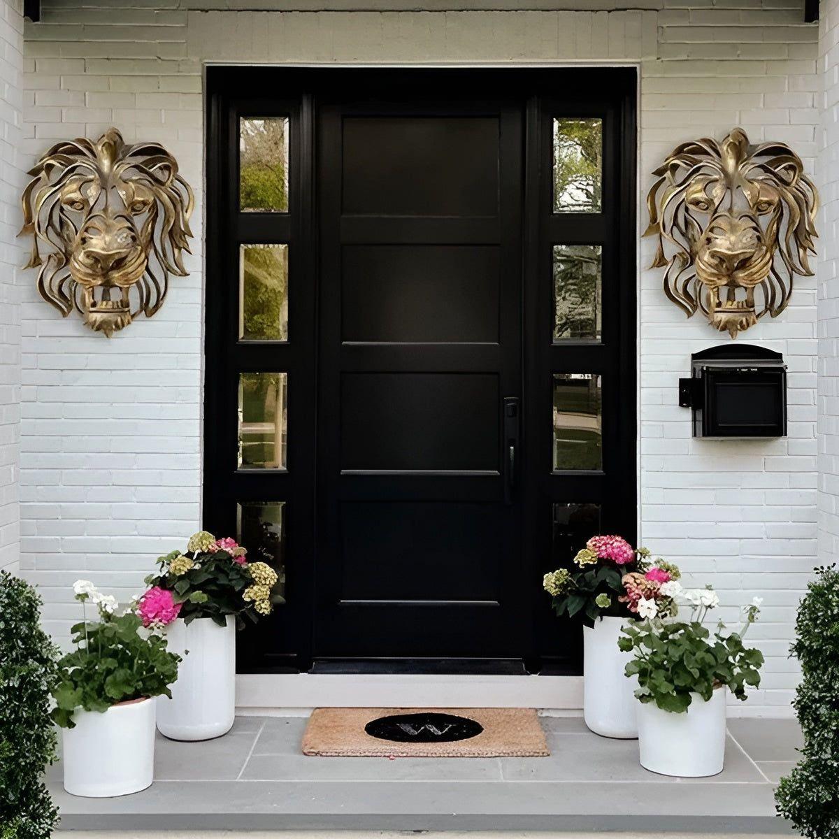 Golden Roar - Exquisite Guldpläterad Hartz Lejonhuvud Väggmonterad Skulptur