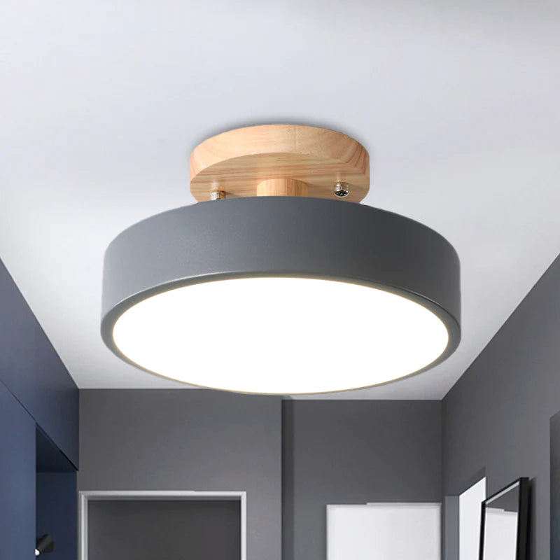 Färgglad Semi-flush LED Taklampa | 7.08×3.93 in | Modern Målad Trä &amp; Hardware Armatur | Brick by Brick