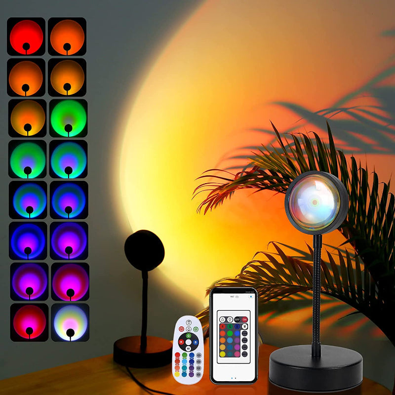 Solnedgångslampa Projektor - LED Nattlampa med 16 RGB Färger och 360° Rotation