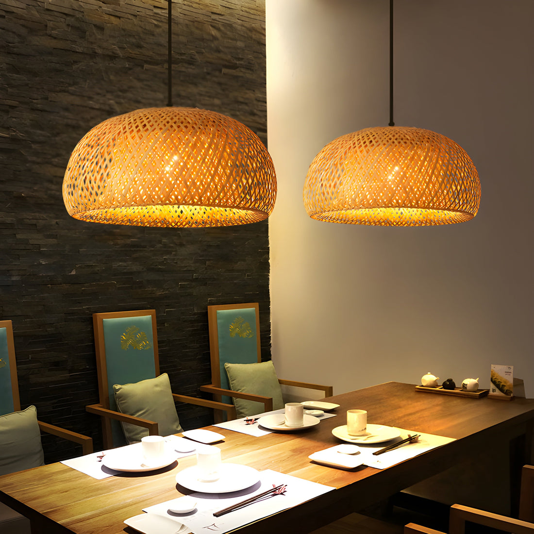 Bamboo Lampa Handstickad Kinesisk Stil Vävmönster