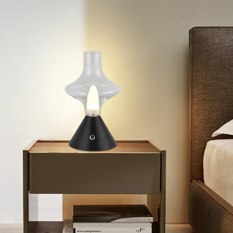 RomanticGlow - Glaskeramisk Bordslampa med Dimbara LED - Stilig Nattlampa