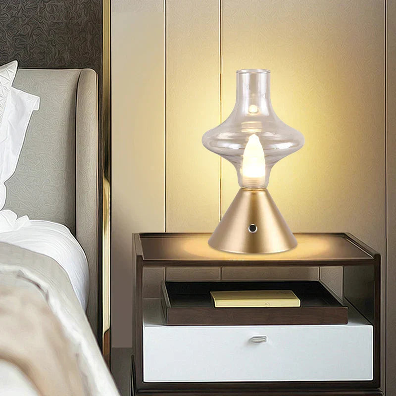 RomanticGlow - Glaskeramisk Bordslampa med Dimbara LED - Stilig Nattlampa