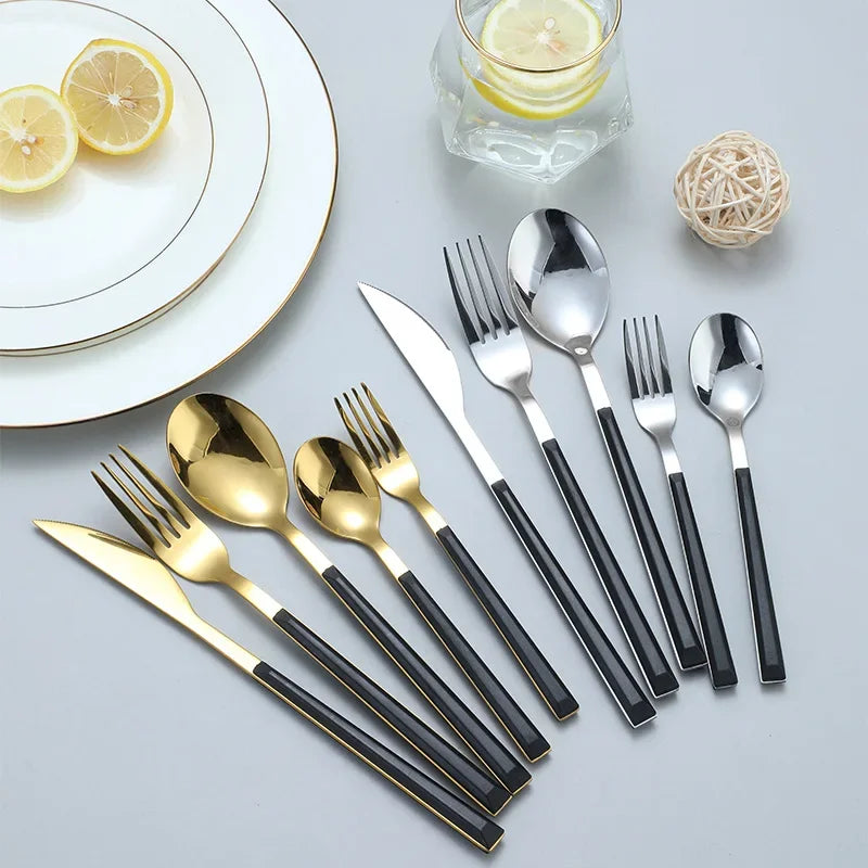 Katorari Bestickset | Rostfritt Stål | Svart Handtag Elegant Middag | Brick by Brick
