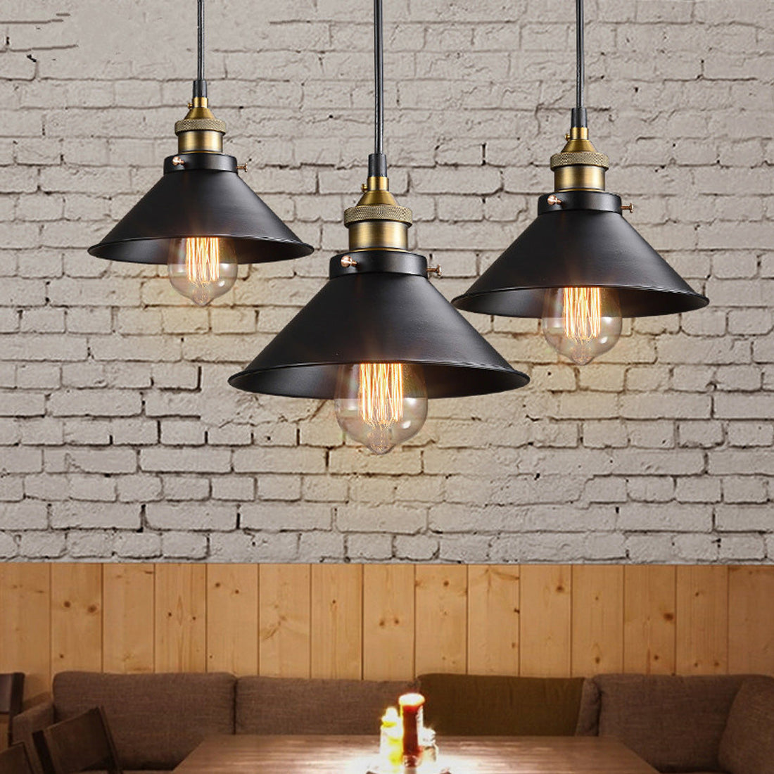 Kegel Pendellampa i mässing - Vintage Modern Hängande lampa, Ideal för kök, matsal &amp; kontor