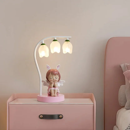BlossomGlow – Söt Barnrum Bordslampa med LED och Blommönster
