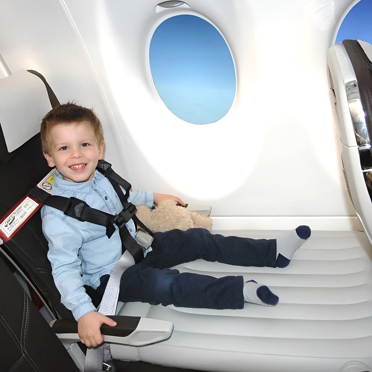 Carvallo-resesäng Luftolino | Integrerad pump & kantskydd | Uppblåsbar & kompakt | 80×50 cm