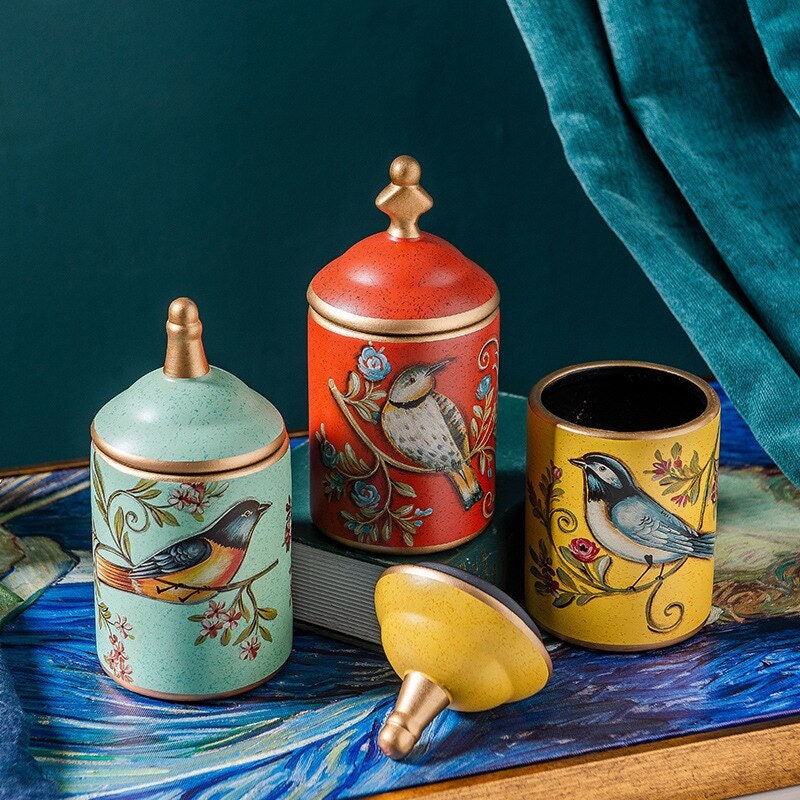 Carvallo – Förvaringskruka med vintagetryck med dekorativ charm och funktionell appel