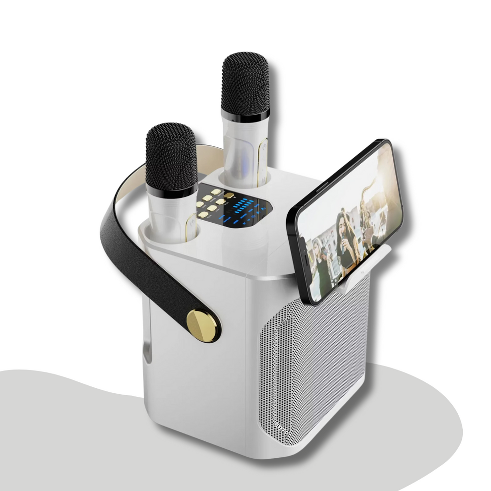 Carvallo – Bärbar karaokehögtalare med omslutande ljud och trådlösa mikrofoner