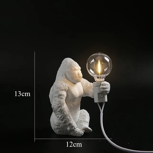 GorillaLux - Unik Gorilla Bordslampa | Modern Djurarmatur med Varm LED Belysning