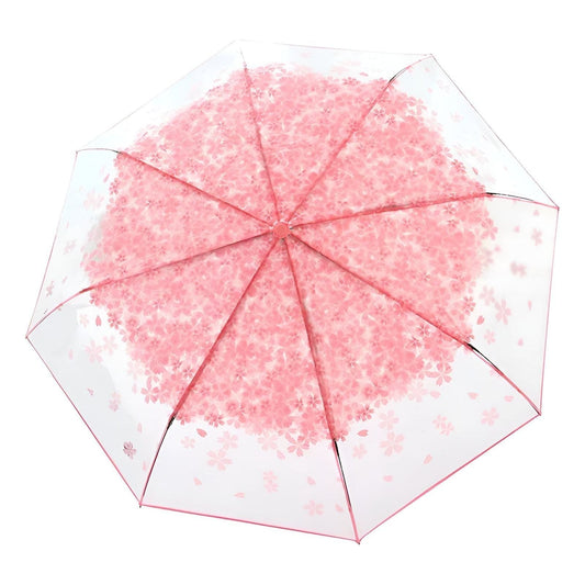CherryBreeze Paraply - Transparent körsbärsblommor trefaldigt paraply