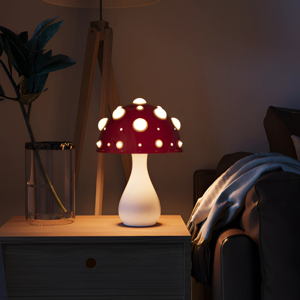 LED-pilz Bordslampa med varmvitt ljus – Dimbar, trådlösa och trådbundna alternativ
