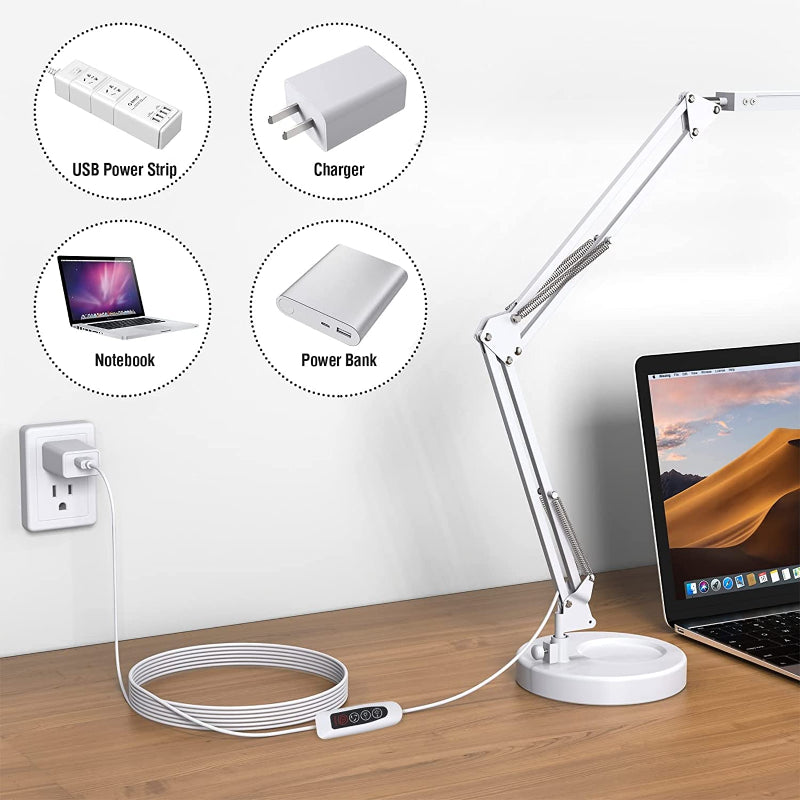 LED Skrivbordslampa - Bureaulampa med Klämma och Svängbar Arm