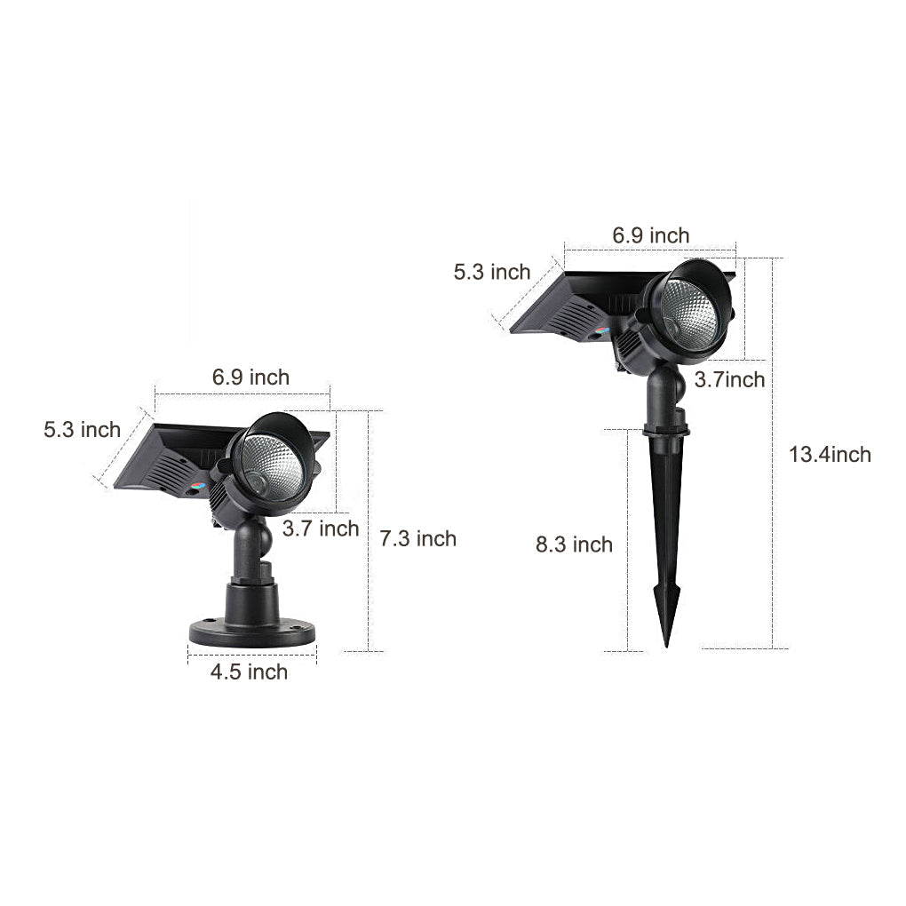 Utomhus Solenergi Trädgårds Spotlights Justerbar LED