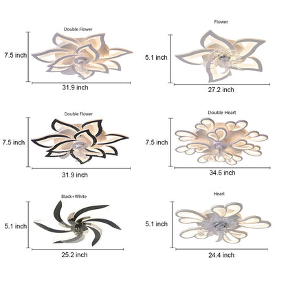 Takfläktlampa med blommig LED-design