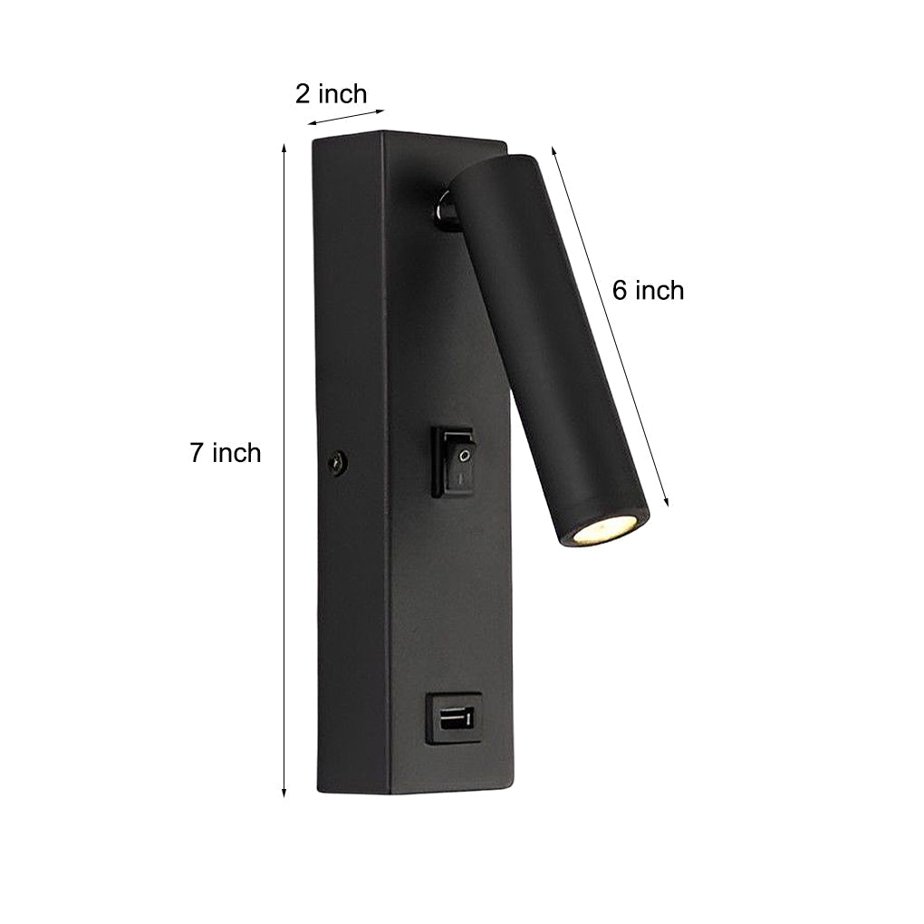 LuxiLicht - Modern Justerbar LED Vägglampa med Strömbrytare och USB Laddningsport