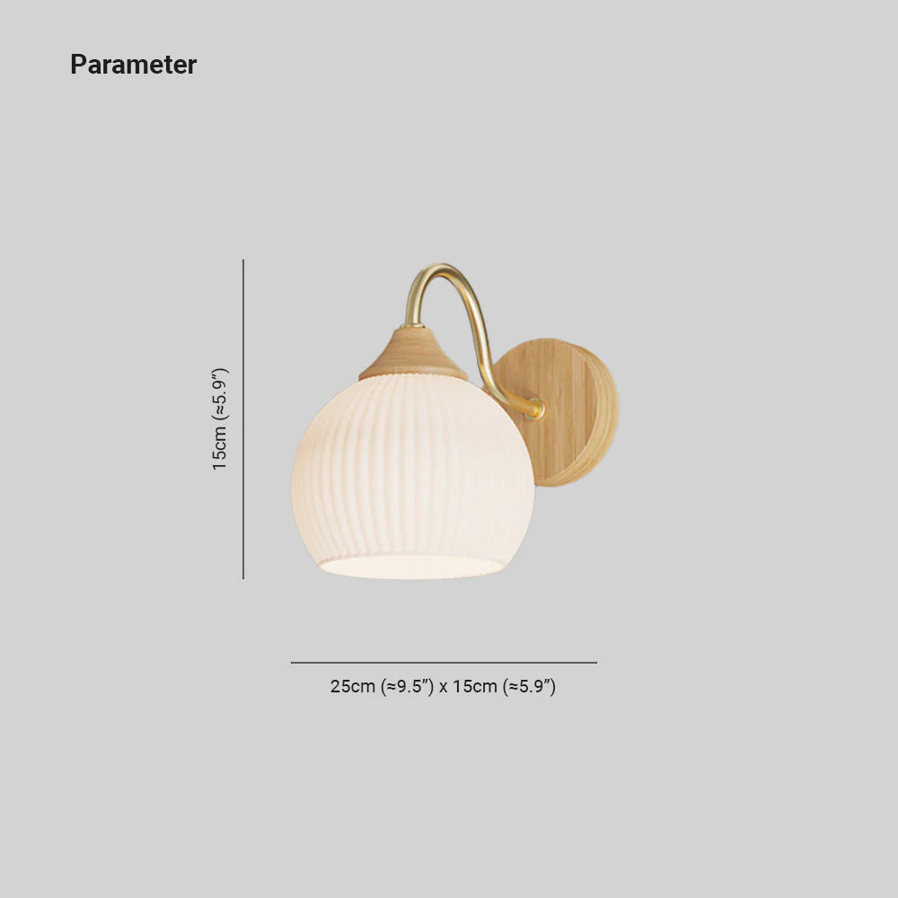 Ozawa Nordic LED Vägglampa Glas Trä Sovrum/Vardagsrum