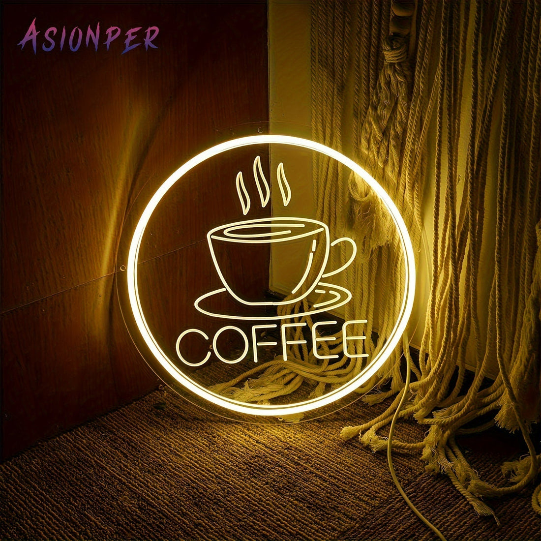 Lars Kaffe Neon Skylt med LED-belysning - Mysig väggdekoration för hemmet och caféer, USB-driven