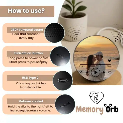 Royallure Memory Orb – Anpassad Videokula med 360° Ljud & USB Uppladdning