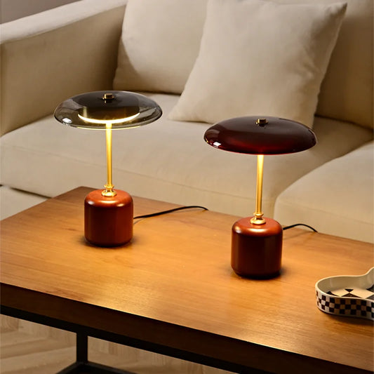 MushroomLuxe - Modern LED Bordslampa i Glas | Dimbar & Stilren Design