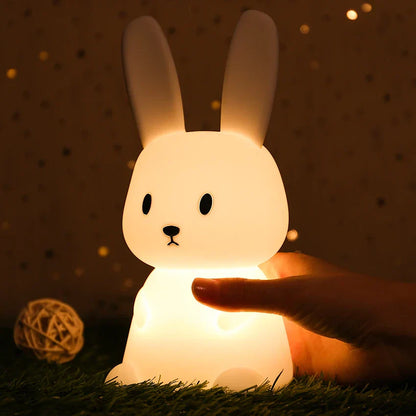 BunnyGlow - Dimbart LED-nattlampa för barn med touchkontroll och USB-laddningsfunktion